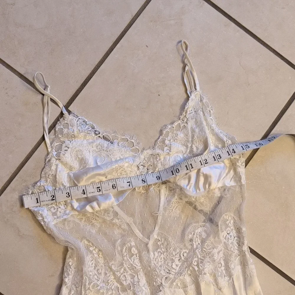 NWT Victoria's Secret Vintage Maxi Nightgown Satin Lace Sheer Stomach Back S